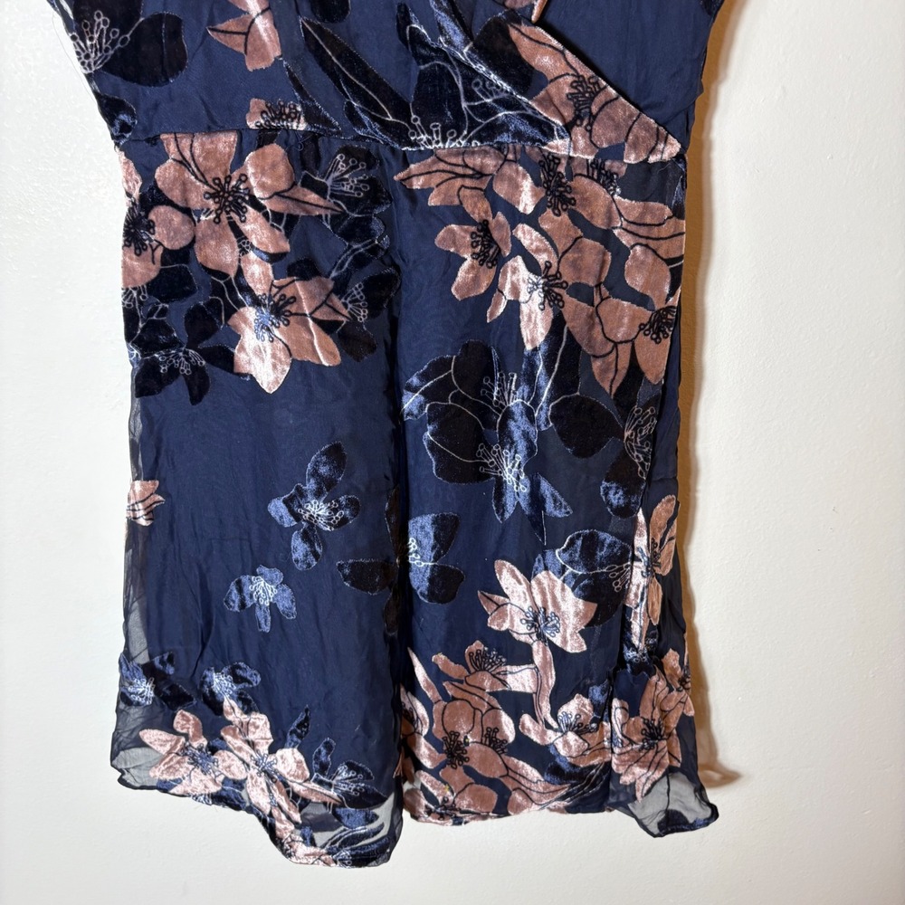 Lulus At The Afterparty Navy Blue Burnout Velvet Floral Mini Dress Size Small - Picture 4 of 10